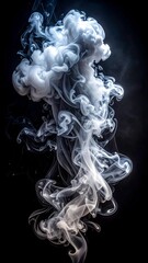 Dramatic image of wispy, swirling smoke plumes against a black background
