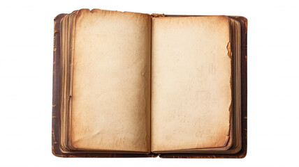 Fototapeta premium Vintage book, old leather, empty pages, antique journal isolated on Transparent Background