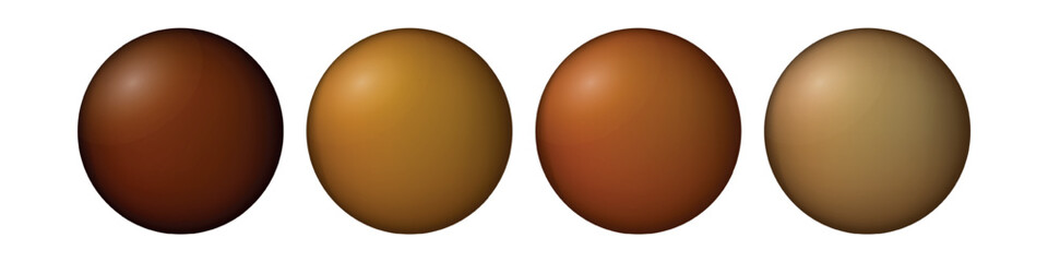 Set with glass colorful balls. Glossy realistic ball, 3D abstract vector illustration highlighted on a white background. Big metal bubble with shadow.