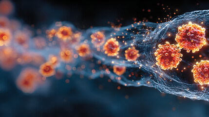  Virus Cells in High-Resolution, Contagious Viral Particles Under Microscope, Microscopic View of Infectious Agents