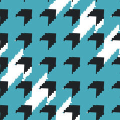 Geometric houndstooth black and white seamless pattern with pied-de-poule ornament. Monochrome graphic design. Modern minimalist stylish squared background. Vector chequered motif for fabric, textile.