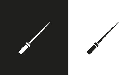Naklejka premium Minimalist Dental Instrument Vector Icon Black and White