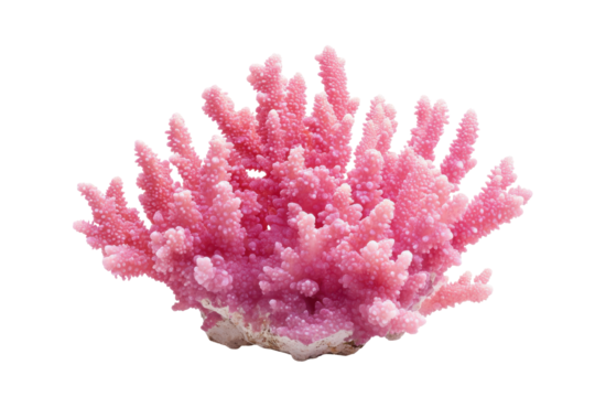Delicate pink coral branch isolated on transparent background. Pink coral isolated on white background.