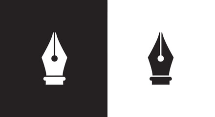 Classic fountain pen nib icon in black and white.