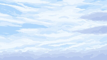 Obraz premium Pixel Art Sky with Clouds, Light Blue and White, Retro Aesthetic, Digital Illustration, 8-bit Style, Calm and Serene, Nostalgic Vibe, Game Background