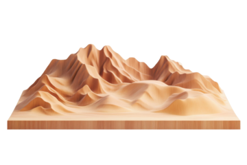 Stylized desert mountain range isolated on transparent background. Sand dunes mountains landscape isolated on white background.
