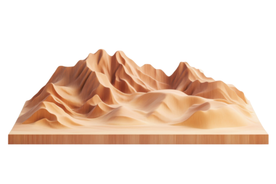 Stylized desert mountain range isolated on transparent background. Sand dunes mountains landscape isolated on white background.