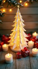 Christmas decoration on wooden background.