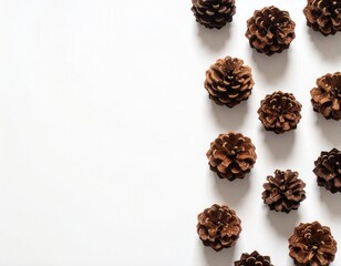 Obraz premium Pine cones creating autumn winter seasonal background border