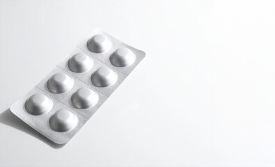 Blister pack of medicine pills on white background