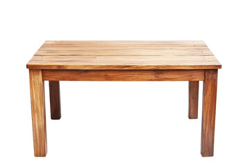 Rustic wooden table with worn texture isolated on transparent background. Simple wooden table isolated on white background.