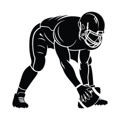 American football player silhouette vector illustration ready for action scalable eps icon silhouette vector illustration white background
