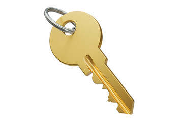 3d illustration icon of golden key, security concept. Isolated on transparent background, png