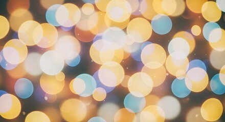 Obraz premium Soft bokeh lights background with warm golden yellow and blue hues