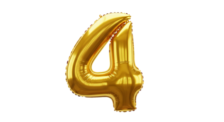 Golden number four balloon floats against a stark background creating a visual contrast.