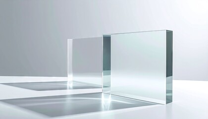 Fototapeta premium Two Clear Glass Blocks on White Surface