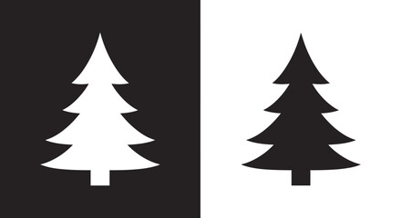 Obraz premium Icon Set Vector of a Minimalist Christmas Pine Tree Silhouette in Black and White