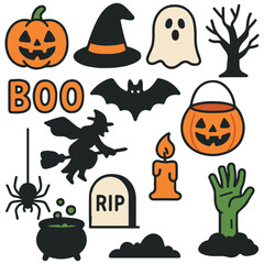 Set. Halloween. Isolated.