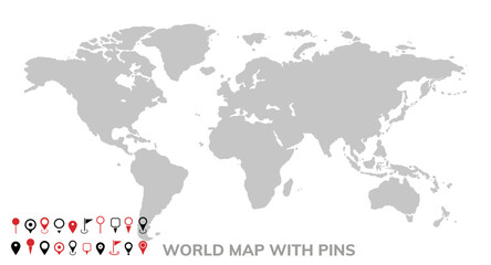 Earth map template with map pins collection. Vector infographic map. © Саша Мельник