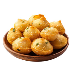 A plate of crispy puffed bhature with spicy chickpea curry on transparent png background. Ai generated