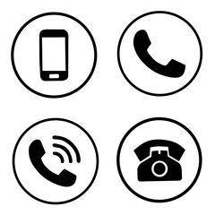 Minimal Phone and Call Icon Set in Flat Circle Design