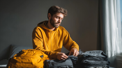 Folding clothes bedroom lifestyle indoor close-up organization tips