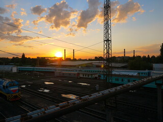 Railway station in Almaty. Almaty city in Kazakhstan, railway in the city
