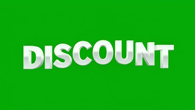 Silver "Discount" Text on Green Screen for Advertising & Marketing