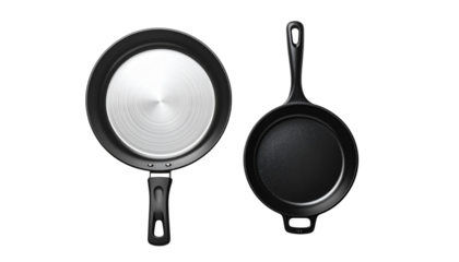 Non-stick frying pan with handle isolated on transparent background