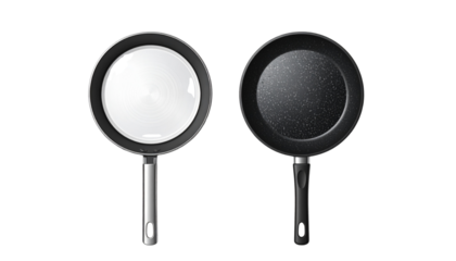  Kitchen frying pan with ergonomic handle isolated on transparent background