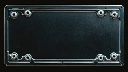 Sleek Black Plastic License Plate Frame. Horizontal Design with Ample Copy Space for Personalization