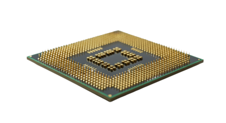 Processor displays its array of golden pins against the isolated background. - high quality Processor displays its array of golden pins against the is