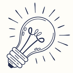 Hand-drawn glowing light bulb doodle representing a creative idea