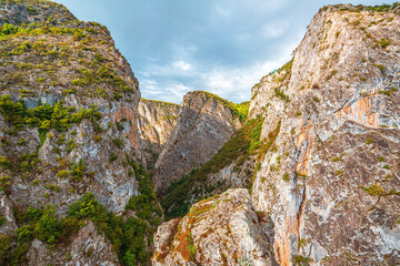 The scenic autumn views of the Valla canyon with its famous observation terrace, which is 