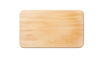Rectangular wooden cutting board sits flat, exhibiting light scratches and rounded edges.