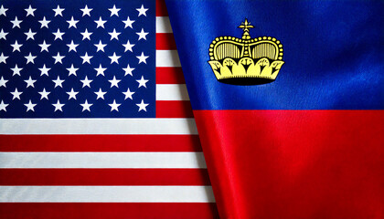 アメリカの国旗とリヒテンシュタインの国旗(USA Flag & Liechtenstein flag.)

