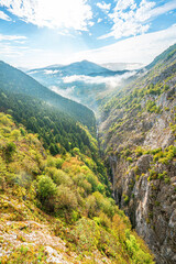 The scenic autumn views of the Valla canyon with its famous observation terrace, which is 