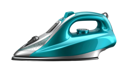 Modern Teal Iron – Home Appliance for Clothes Pressing Isolated on Transparent PNG