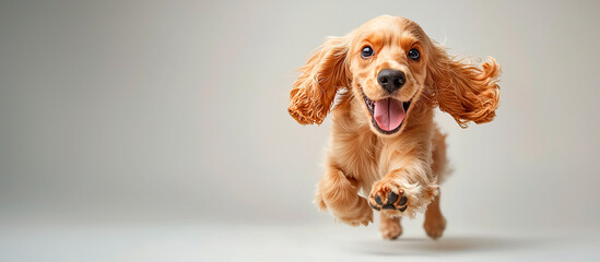 Cachorro corriendo feliz, espacio para texto