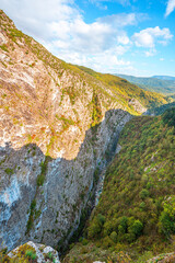 The scenic autumn views of the Valla canyon with its famous observation terrace, which is 