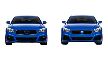 Naklejka premium New Blue Sports Coupe – Luxury Car Mockup Isolated on White Studio Background