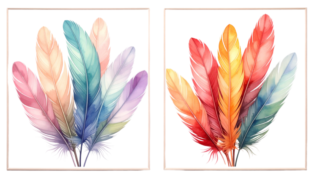 Multicolored Feathers Illustration – Creative Education Theme Isolated on White Background