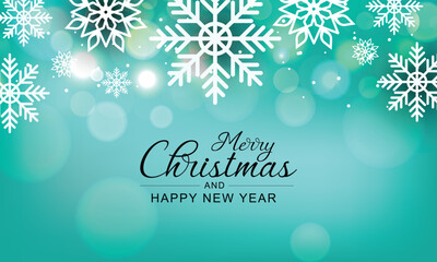 Christmas turquoise background with snowflakes