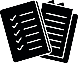 This vector icon design illustrates a black folder with a document, a business concept symbol