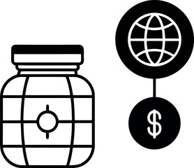 Global communication network symbol vector illustration on a radar screen background