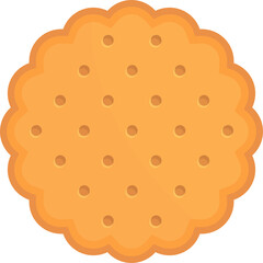 Round Golden Brown Cracker With Scalloped Edges And Small Indented Circles Against A Transparent Background