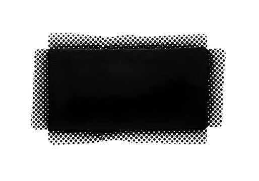 Modern Halftone Dot Frame with Solid Black Rectangle Grunge Overlay Design Element Isolated on White