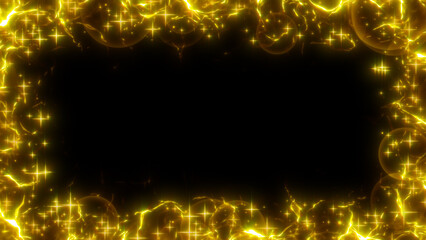 パチンコ、パチスロにありそうなキラキラ輝く金の枠のエフェクト