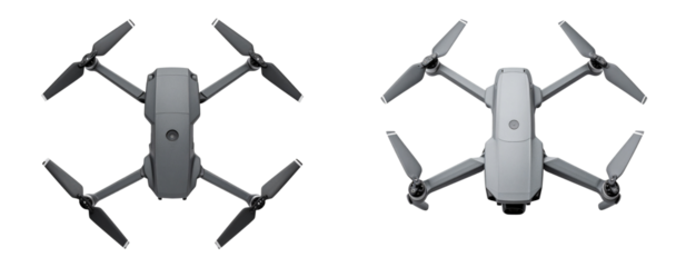 Professional Drone with Camera Gimbal, Angled Top View, Isolated on White Background