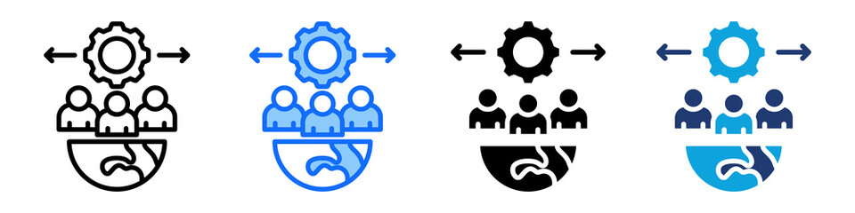 Outsourcing Icon Set Multi Style Vector Illustration